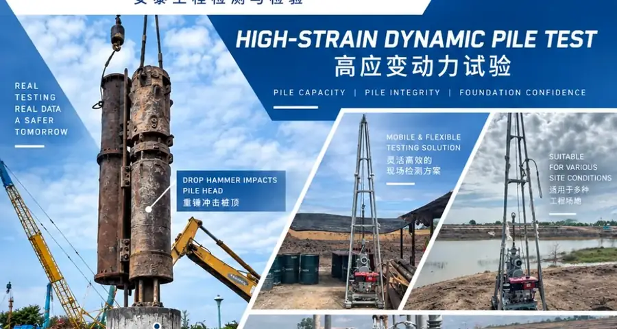 High-strain dynamic pile-testing scenes from the AN-THAI brochure