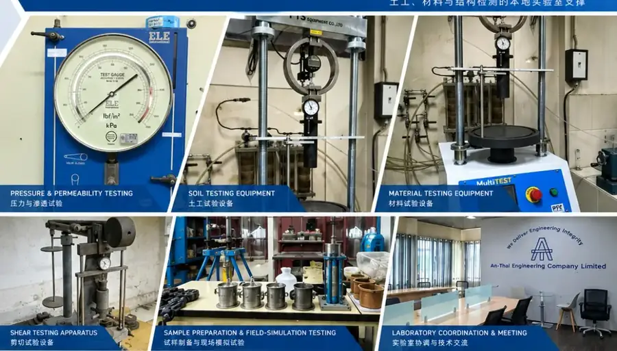 Laboratory instruments illustrated in the AN-THAI partner laboratory brochure section